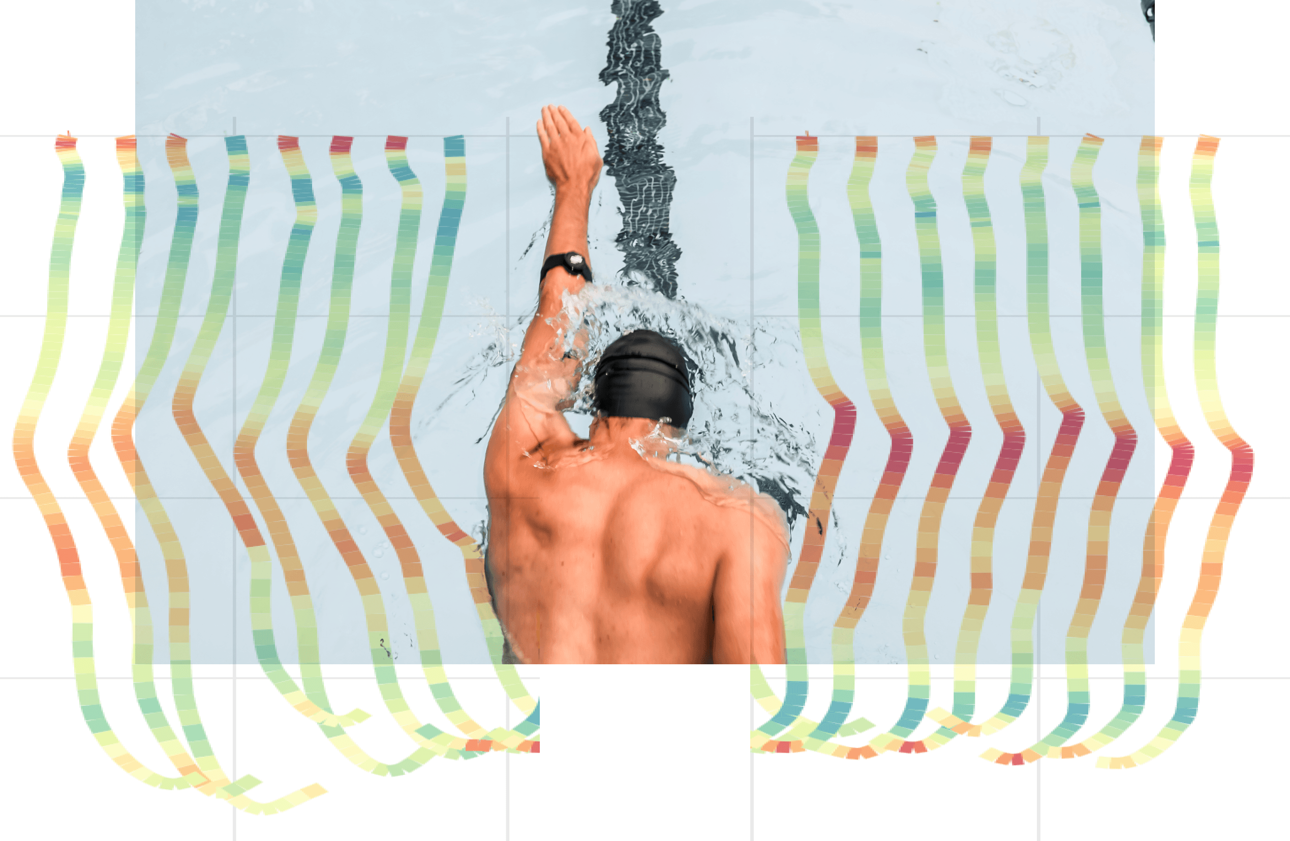 Swimmer with Morphwear sensor — stroke consistency overlays showing stroke-to-stroke pattern
